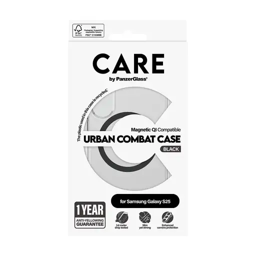 PanzerGlass CARE™ by ® Urban Combat Case Transparent w. Black Qi Compatible Samsun