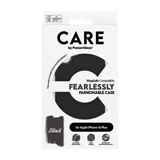 PanzerGlass CARE™ by ® Case Black w. MagSafe iPhone 16 Plus funda para teléfono mó
