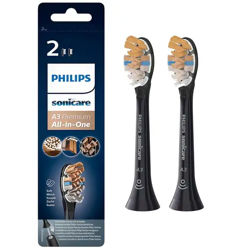 Philips A3 Premium All-in-One HX9092/11 Pack de 2 cabezales negros de cepillos Son