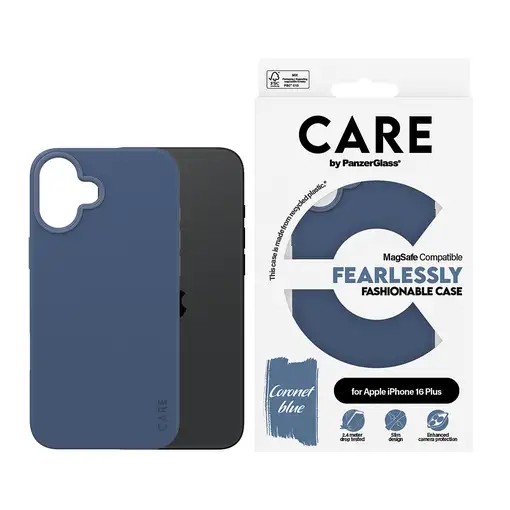 PanzerGlass CARE by ® Fashionable Case Blue w. MagSafe iPhone 16 Plus funda