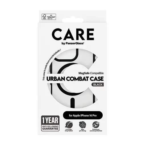 PanzerGlass CARE™ by ® Urban Combat Case Transparent w. Black Frame & MagSafe iPho