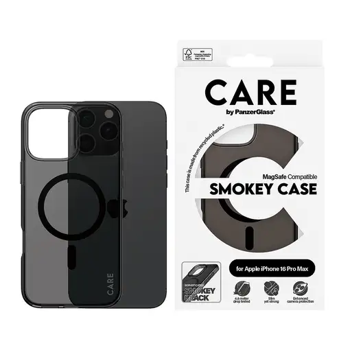 PanzerGlass CARE™ by ® Urban Combat Case Smokey w. Black MagSafe iPhone 16 Pro Max