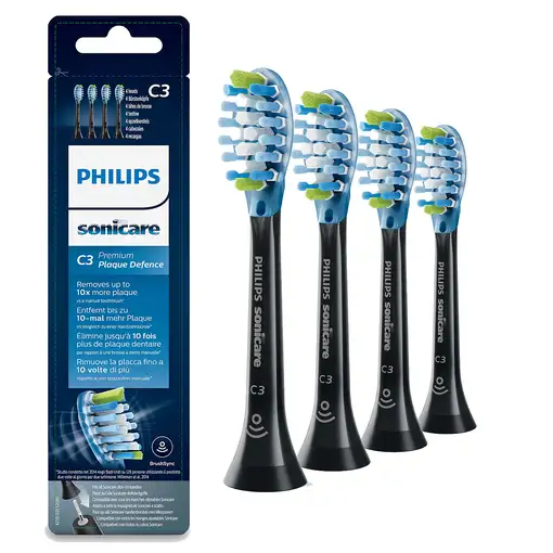 Philips C3 Premium Plaque Defence HX9044/33 Pack de 4 cabezales negros de cepillos
