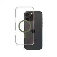 PanzerGlass CARE™ by ® Urban Combat Case Transparent w. Green MagSafe iPhone 16 Pr