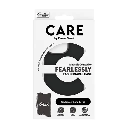PanzerGlass CARE™ by ® Case Black w. MagSafe iPhone 16 Pro funda para teléfono móv
