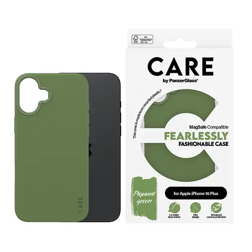PanzerGlass CARE™ by ® Case Green w. MagSafe iPhone 16 Plus funda para teléfono mó