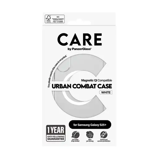 PanzerGlass CARE™ by ® Urban Combat Case Transparent w. White Qi Compatible Samsun