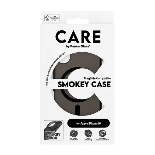 PanzerGlass CARE™ by ® Urban Combat Case Smokey w. Black MagSafe iPhone 16 funda p