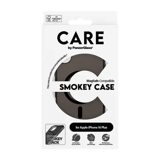 PanzerGlass CARE™ by ® Urban Combat Case Smokey w. Black MagSafe iPhone 16 Plus fu