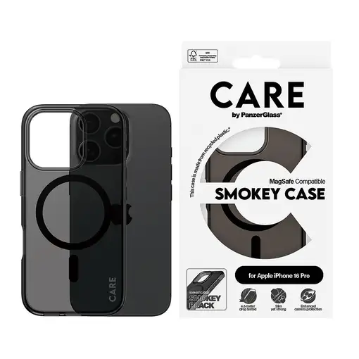 PanzerGlass CARE™ by ® Urban Combat Case Smokey w. Black MagSafe iPhone 16 Pro