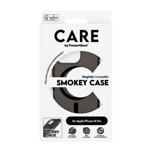 PanzerGlass CARE™ by ® Urban Combat Case Smokey w. Black MagSafe iPhone 16 Pro