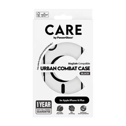 PanzerGlass CARE™ by ® Urban Combat Case Transparent w. Black Frame & MagSafe iPho