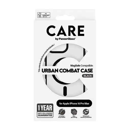 PanzerGlass CARE™ by ® Urban Combat Case Transparent w. Black Frame & MagSafe iPho