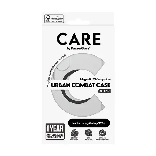 PanzerGlass CARE by ® Flagship Case Transparent Urban Combat w. Black Qi