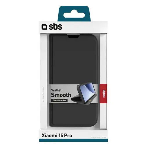 SBS TEWALXI15PK funda para teléfono móvil 16,1 cm (6.36") Funda cartera Negro