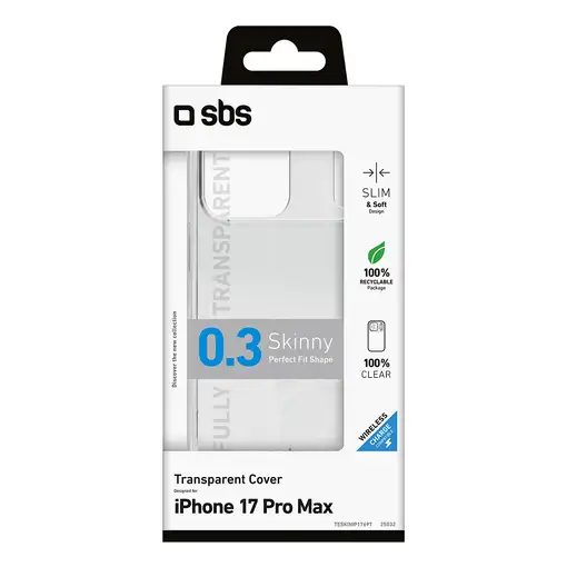 SBS Skinny funda para teléfono móvil 17,5 cm (6.9") Transparente