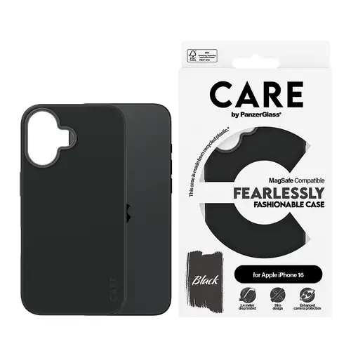 PanzerGlass CARE™ by ® Case Black w. MagSafe iPhone 16 funda para teléfono móvil N