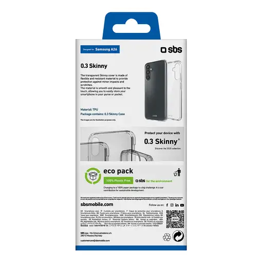 SBS TESKINSAA26T funda para teléfono móvil 16,8 cm (6.6") Transparente