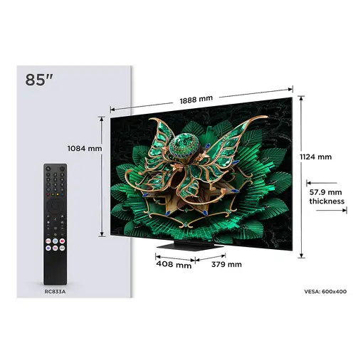 Televisor QD-Mini LED 85'' 4K Ultra HD Metálico Smart 85C7K TCL Televisor QD-Mini LED 85'' 4K Ultra HD Metálico Smart 85C7K TCL