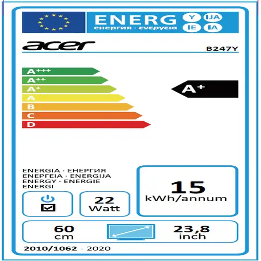Acer B7 B247YDbmiprczx pantalla para PC (23.8") 1920 x 1080 Pixeles Full HD