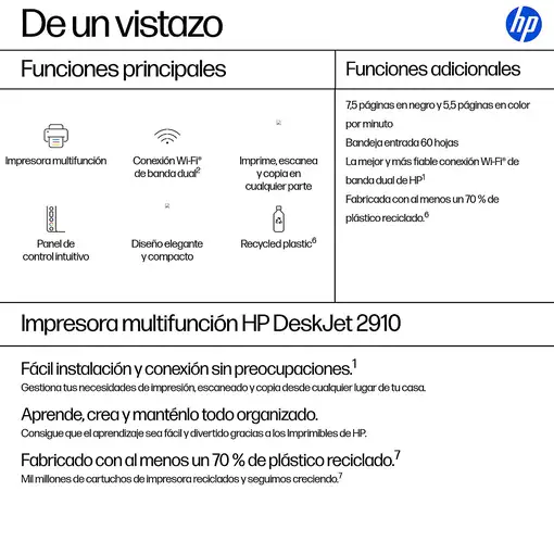 HP DeskJet 2910 Inalámbrico All-in-One Color Impresora