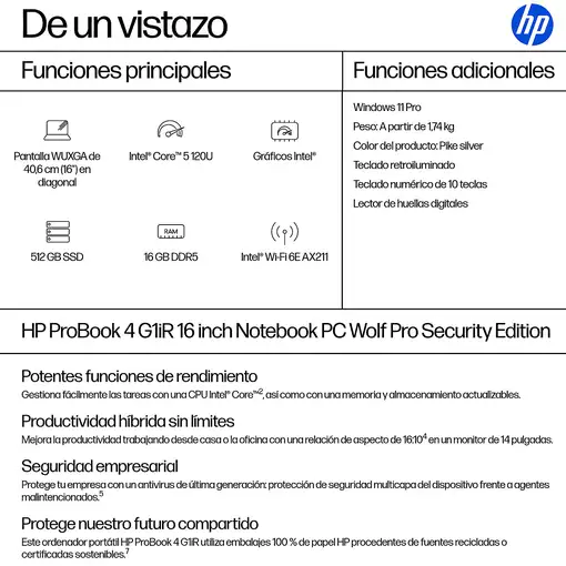 HP 77709 portátil ProBook 4 G1iR Wolf Pro Security Edition