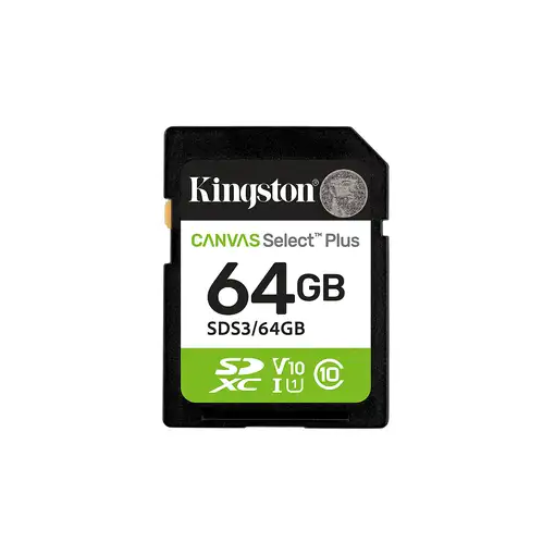Kingston Technology 64 GB SDXC Canvas Select Plus Gen3 100 MB/s C10 UHS-I U1 V10