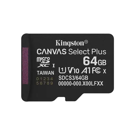 Kingston Technology 64GB micSDXC Canvas Select Plus Gen3 100R A1 (Adaptador de SD