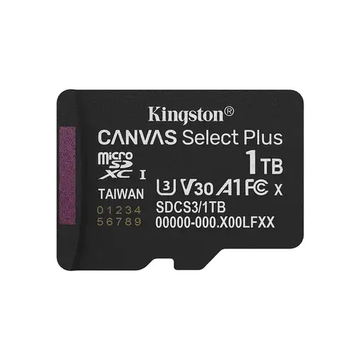 Kingston Technology 1TB micSDXC Canvas Select Plus Gen3 150R A1 (Adaptador de SD n