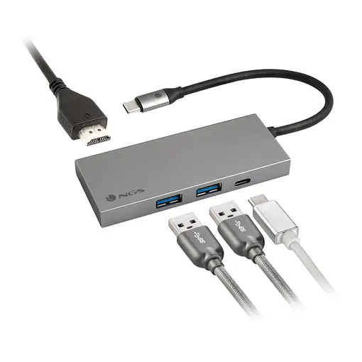 Adaptador multipuerto USB-C con USB3.0, USB-C con carga PD, HDMI, NGS