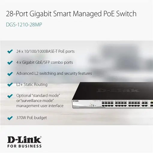 D-Link DGS-1210-28MP switch Gestionado L2 Gigabit Ethernet (10/100/1000) Energía s