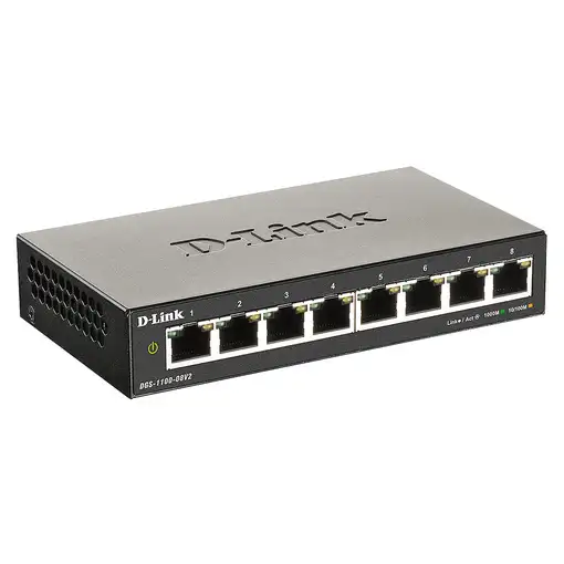 D-Link DGS-1100-08V2 Gestionado L2 Gigabit Ethernet (10/100/1000) Negro