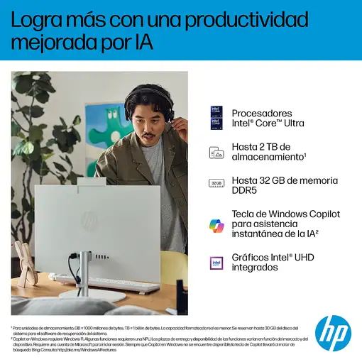 HP AI 27-cr2015ns Intel Core Ultra 5 225U 68,6 cm (27'') 1920 x 1080 Pixeles