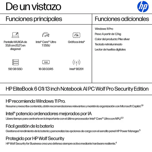 HP 77712 portátil EliteBook 6 G1i Wolf Pro Security Edition
