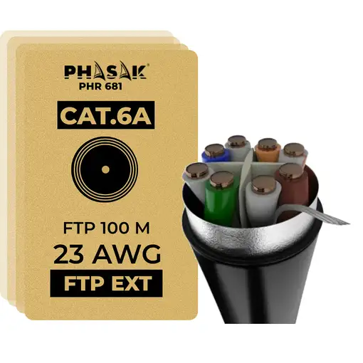 Phasak Bobina de cable de red FTP Cat.6A exterior CCA AWG23 100 m – PHR 681