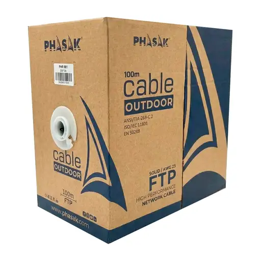 Phasak Bobina de cable de red FTP Cat.6A exterior CCA AWG23 100 m – PHR 681