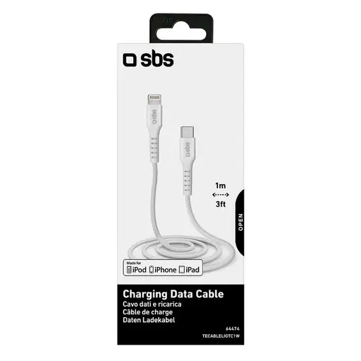SBS TECABLELIGTC1W cable de conector Lightning 1 m Blanco