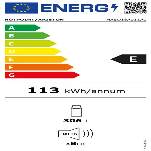Hotpoint HASD18A011A1 frigorífico Integrado 306 L Blanco