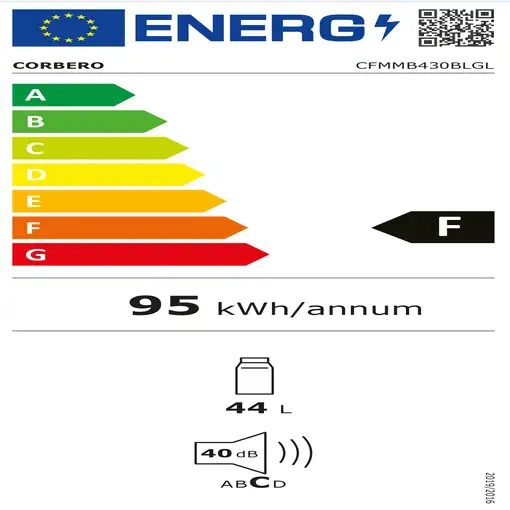Corbero CFMMB430BLGL frigorífico Independiente 44 L Negro