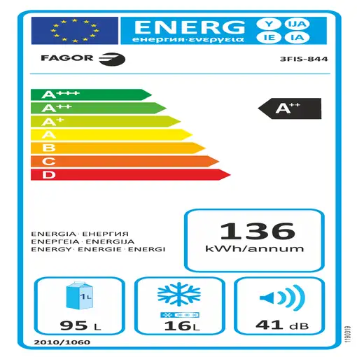 Fagor 3FIS-844 nevera combi Integrado 111 L Blanco