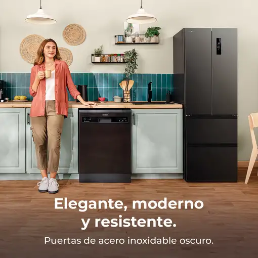 Cecotec Frigorífico puerta francesa Bolero CoolMarket Combi F2D 400 Dark E