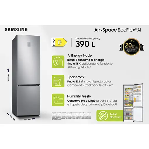 Frigoríficos сombis Independiente 390 L Acero inoxidable RB38C776DS9/EF SAMSUNG
