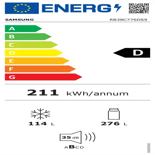 Frigoríficos сombis Independiente 390 L Acero inoxidable RB38C776DS9/EF SAMSUNG