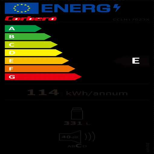 Corbero CCLH17023X frigorífico Independiente 331 L Acero inoxidable