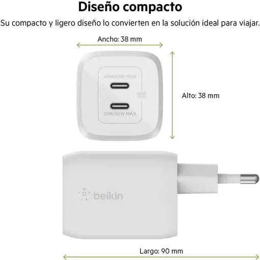 Belkin WCH013vf2MWH-B6 Portátil, Smartphone Blanco Corriente alterna Carga rápida