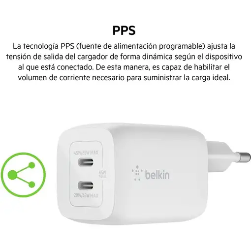 Belkin WCH013vf2MWH-B6 Portátil, Smartphone Blanco Corriente alterna Carga rápida