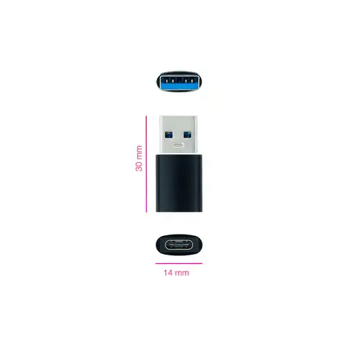 Nanocable Adaptador USB-A 3.1 a USB-C, USB-A/M-USB-C/H, Negro