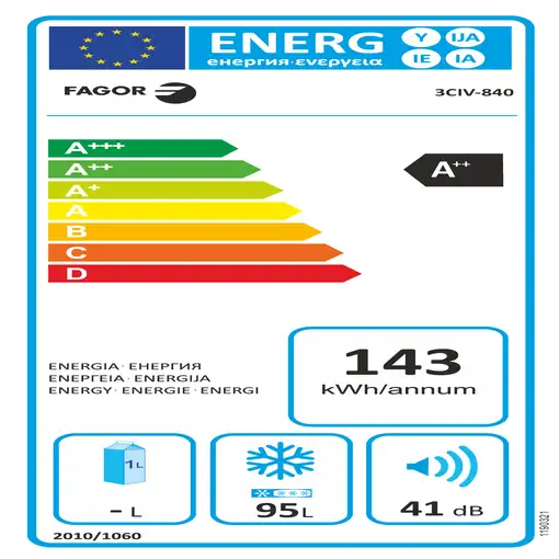 Fagor 3CIV-840 Congelador vertical Integrado 95 L Blanco