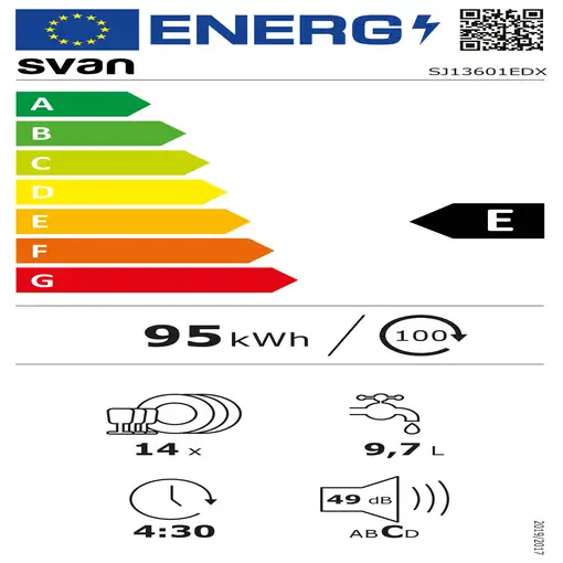 Lavavajillas 590 mm 14 place settings SJ13601EDX SVAN