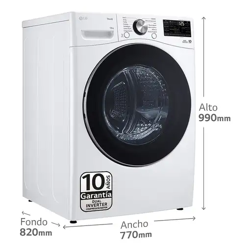 LG RH18U8AVCW secadora Independiente Carga frontal 18 kg Blanco